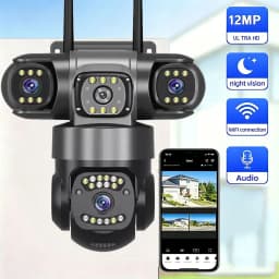 12MP 6K Triple Lenses WiFi IP Camera Outdoor Triple Screens Weatherproof Night Vision Home Security CCTV Surveillance Cam