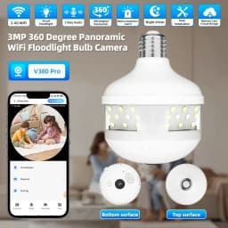 V380 PRO App Fisheye Len 360 Panoramic View E27 Socker Holder Bulb 3MP Camera Night Vision WiFi CCTV Camera