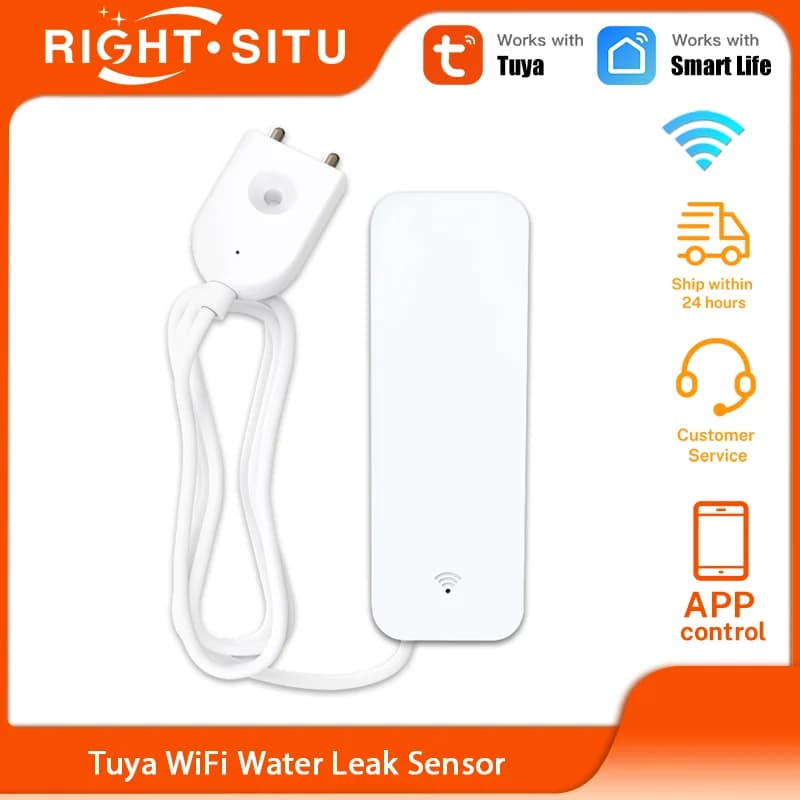 Tuya WiFi Smart Water Sensor Leak Detector Flood Water Leakage Alarm Water Security Protection Sensor Smart Home Smart Life