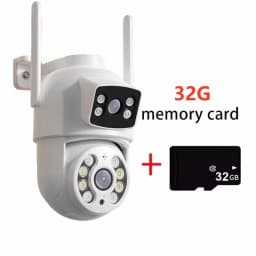 8MP 4K Dual Lens with Dual Screen Wifi Camera PTZ Wireless Outdoor Surveillance Camera Ai Human Detect Auto Tracking V380 App