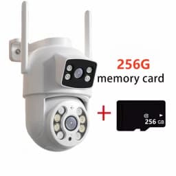 8MP 4K Dual Lens with Dual Screen Wifi Camera PTZ Wireless Outdoor Surveillance Camera Ai Human Detect Auto Tracking V380 App