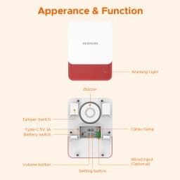 Staniot Indoor Siren Alarm 115dB High Decibel Wireless 433MHz Anti-Theft Smart Home Devices Waterproof House Alarm System