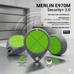 Merlin E970M Garage Door Remote Control Security+ 2.0 Rolling Code Replaces E945M & C945 Gate Opener