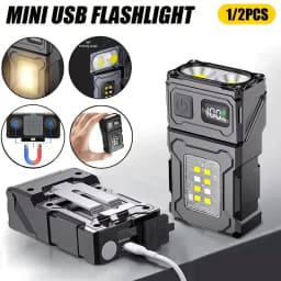 Portable LED COB Flashlight Rechargable Lantern Portable Side COB Torch with Hat Clip Torch for Outdoor Camping Emergency Lamp