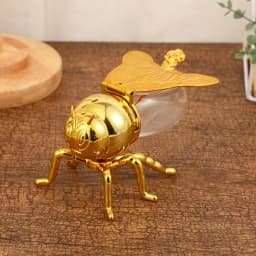 Creative Minimalist Bee Design Spice Jar - Luxury Gold Sugar Bowl with Spoon Vintage Metal Kitchen Condiment Jar for Decor