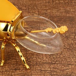 Creative Minimalist Bee Design Spice Jar - Luxury Gold Sugar Bowl with Spoon Vintage Metal Kitchen Condiment Jar for Decor