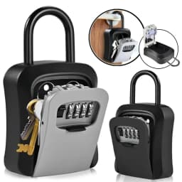 4 Digit Code Box Free Installation Outdoor Password Key Box Extended Locking Hook Steel Wire Hanging Key Storage Waterproof Key