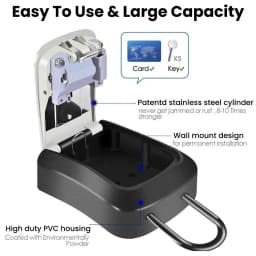 4 Digit Code Box Free Installation Outdoor Password Key Box Extended Locking Hook Steel Wire Hanging Key Storage Waterproof Key
