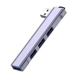4 - Port USB 3.0 Splitter for Laptop, Type - C Hub, Aluminum Alloy Expander, Side - Bend Cable Hub
