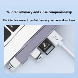 4 - Port USB 3.0 Splitter for Laptop, Type - C Hub, Aluminum Alloy Expander, Side - Bend Cable Hub