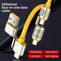 240W Four-in-one Fast Charging Data Cable, Suitable for Huawei Android, Apple Mobile Phone Cable, Tablet