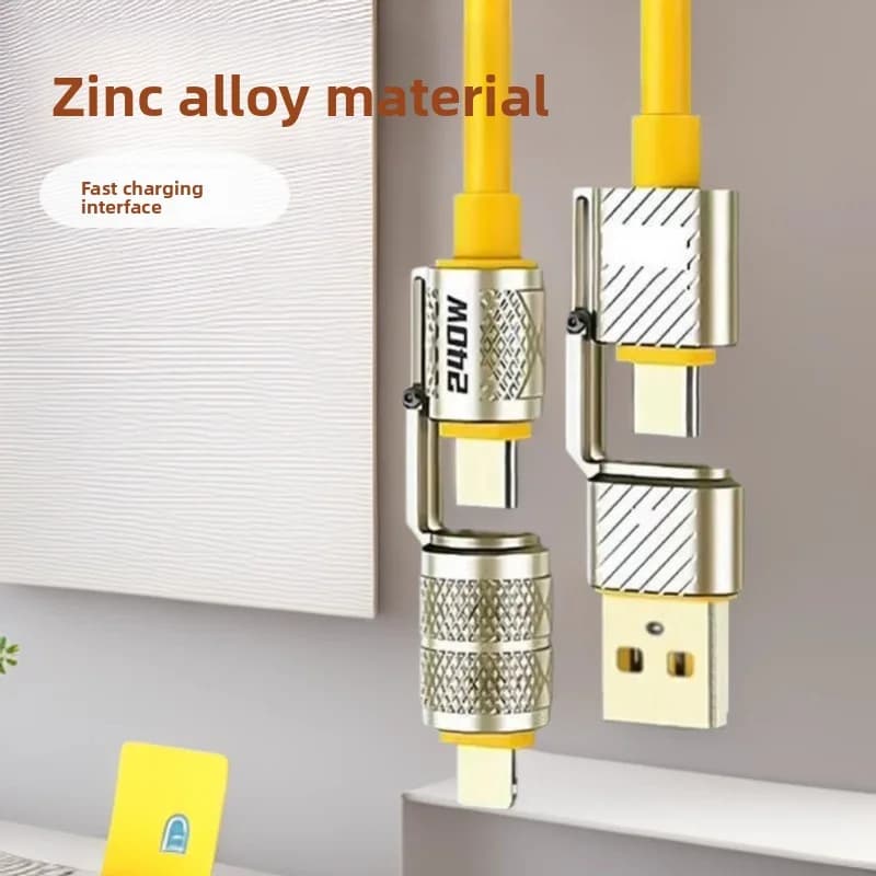 240W Four-in-one Fast Charging Data Cable, Suitable for Huawei Android, Apple Mobile Phone Cable, Tablet