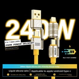 240W Four-in-one Fast Charging Data Cable, Suitable for Huawei Android, Apple Mobile Phone Cable, Tablet