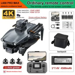 L600 PRO MAX GPS Drone Professional 4K Camera 3-axis Gimbal Aerial UVA 5G FPV Brush Avoiding Obstacle Folding Quadcopter Drones