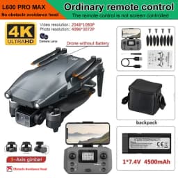 L600 PRO MAX GPS Drone Professional 4K Camera 3-axis Gimbal Aerial UVA 5G FPV Brush Avoiding Obstacle Folding Quadcopter Drones