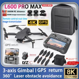 L600 PRO MAX GPS Drone Professional 4K Camera 3-axis Gimbal Aerial UVA 5G FPV Brush Avoiding Obstacle Folding Quadcopter Drones