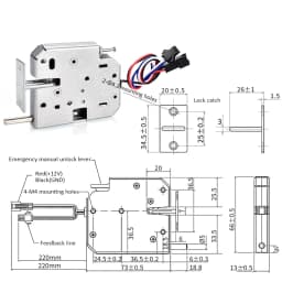 Mini Electric Lock with Push Rod DC 12V/24V Small Size Solenoid Electromagnetic Control for Cabinet Drawer Lock