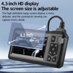 Dual Lens Industrial Endoscope Camera 4.3'' IPS Screen HD1080P Rigid Cable Pipe Sewer Inspection Borescope IP67 Waterproof
