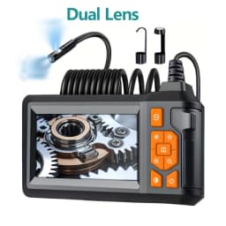 Dual Lens Industrial Endoscope Camera 4.3'' IPS Screen HD1080P Rigid Cable Pipe Sewer Inspection Borescope IP67 Waterproof