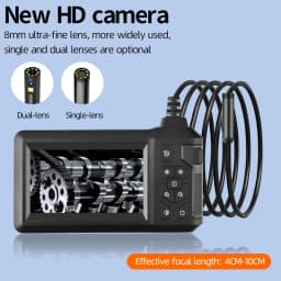 Dual Lens Industrial Endoscope Camera 4.3'' IPS Screen HD1080P Rigid Cable Pipe Sewer Inspection Borescope IP67 Waterproof
