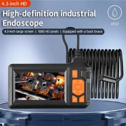 Dual Lens Industrial Endoscope Camera 4.3'' IPS Screen HD1080P Rigid Cable Pipe Sewer Inspection Borescope IP67 Waterproof