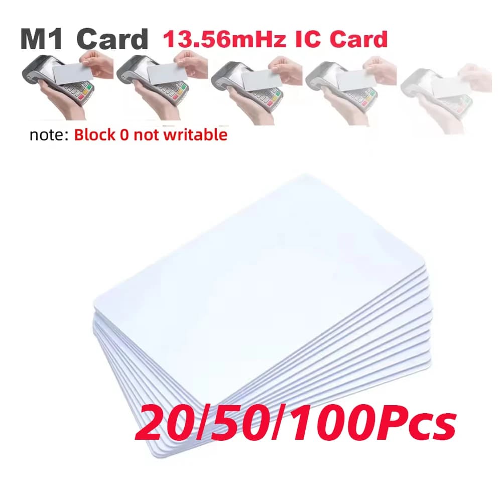 20/50/100 MF S50 Classic 1K M1 RFID Keyfob Tag Token 13.56Mhz IC Cards Proximity Smart 0.8mm For Access Control System ISO14443A