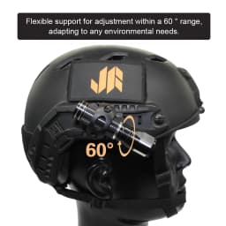 JOAXOR Tactical Helmet Flashlight White LED 60° Rotation Side Mount USB Rechargeable Quick Detach Handheld Light