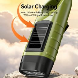 Multi-functional Solar Hand-Crank Rechargeable Emergency Flashlight with Strong Light for Outdoor Use