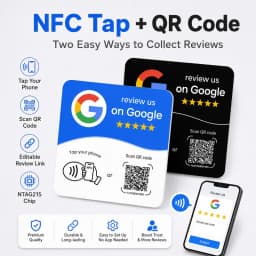 1/5PCS NFC Google Review Card with Dynamic QR Code, NTAG215 Tap Sticker, Adhesive Feedback Sign for Restaurants and Stores