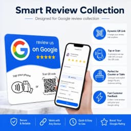 1/5PCS NFC Google Review Card with Dynamic QR Code, NTAG215 Tap Sticker, Adhesive Feedback Sign for Restaurants and Stores