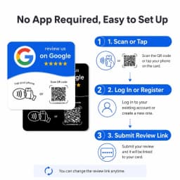 1/5PCS NFC Google Review Card with Dynamic QR Code, NTAG215 Tap Sticker, Adhesive Feedback Sign for Restaurants and Stores