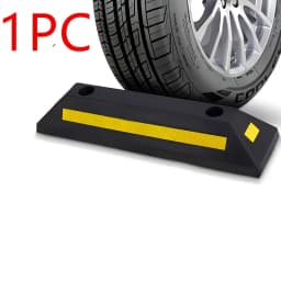 Heavy-Duty Parking Blocker, Heavy-Duty Rubber Parking Blocker with Yellow Stripe Device Ensures Vehicle Stability, Suitable for Garage and Outdoor Use.