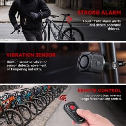 Two Way Bike Anti-theft Vibration Alarm Waterproof 7 Sensitivity 4 Volume 3 Alert Modes 121dB E-bike Motorcycle Scooter Alarm