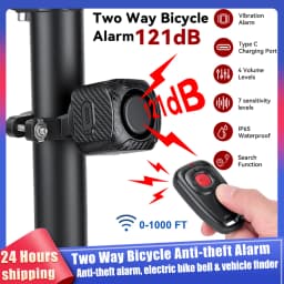 Two Way Bike Anti-theft Vibration Alarm Waterproof 7 Sensitivity 4 Volume 3 Alert Modes 121dB E-bike Motorcycle Scooter Alarm