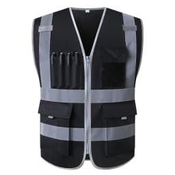 Hi Vis Work Vest Construction Building Vest Workwear Clothing Work Vest Multi Pocket Black Vest