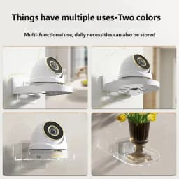 Punch‑Free Wall Mount Bracket Plastic Camera Shelf For Security Cameras Routers Small Household Devices No‑Drill Storage Holder