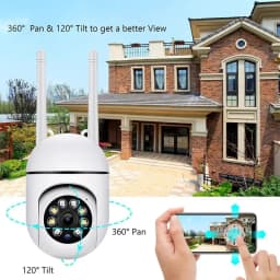 Phone APP 1080P HD Indoor/Outdoor WiFi Security Camera Color Night Vision 2-Way Audio 360° Rotate Anti-theft Monitor Wall Camera