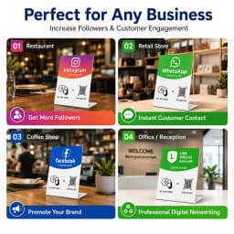 NFC QR Code Social Media Stand Multi Platform PVC Display Sign for Instagram WhatsApp Facebook LINE Google Review Card