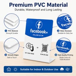 NFC QR Code Social Media Stand Multi Platform PVC Display Sign for Instagram WhatsApp Facebook LINE Google Review Card