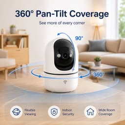 Indoor PTZ WiFi Camera 2MP HD Tuya Smart APP Home Security Camera 355 Pan Tilt Night Vision Two Way Audio Motion Alert Baby Pets
