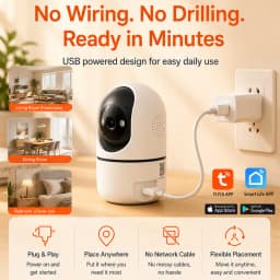 Indoor PTZ WiFi Camera 2MP HD Tuya Smart APP Home Security Camera 355 Pan Tilt Night Vision Two Way Audio Motion Alert Baby Pets