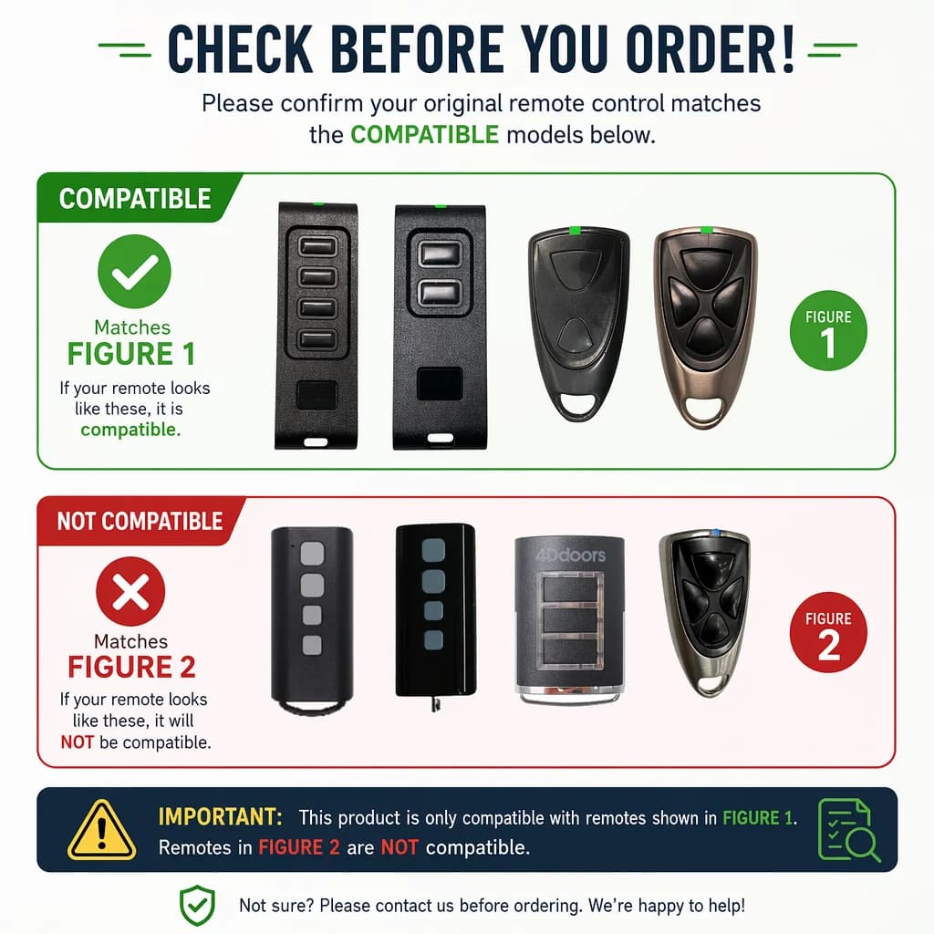 For 4D Doors Victory Art 2 Art 4 Garage Door Remote 433.92MHz Work with GA103 GA203 GA403 Sectional Door Motor Green Light