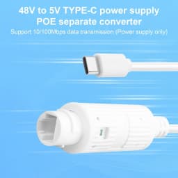 POE to USB-C Power Converter RJ45 Female to Type-C Male Charging Adapter Outdoor Waterproof for Security Camera Monitoring