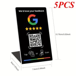 1/5PCS Acrylic NFC Review Card Stand, Tap or Scan Google Feedback Sign with Dynamic QR Code, Black or White