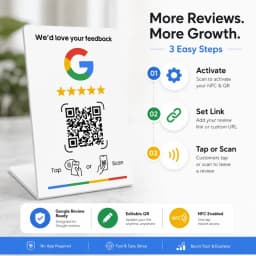 1/5PCS Acrylic NFC Review Card Stand, Tap or Scan Google Feedback Sign with Dynamic QR Code, Black or White