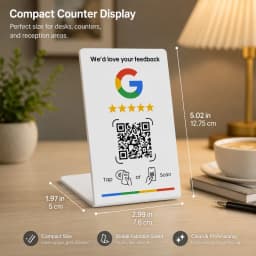 1/5PCS Acrylic NFC Review Card Stand, Tap or Scan Google Feedback Sign with Dynamic QR Code, Black or White