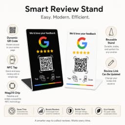 1/5PCS Acrylic NFC Review Card Stand, Tap or Scan Google Feedback Sign with Dynamic QR Code, Black or White