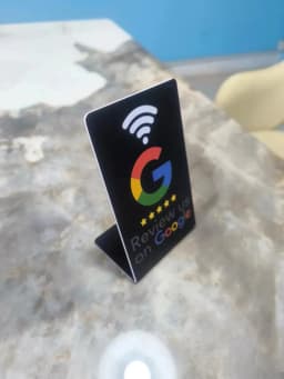 Hilo 13.56Mhz programmable Google Review Card NFC station table NFC Google Reviews display bending card standing brand bracket
