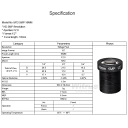 HD 5MP M12 Mount Lens 8MM 12MM 16MM with 650nm IR Filter Aperture F2.0 Format 1/2.5" for Surveillance Security CCTV Cameras
