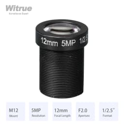 HD 5MP M12 Mount Lens 8MM 12MM 16MM with 650nm IR Filter Aperture F2.0 Format 1/2.5" for Surveillance Security CCTV Cameras